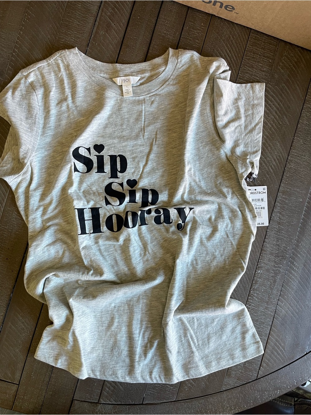 1901 Gray 'Sip Sip Hooray' Short Sleeve Tee